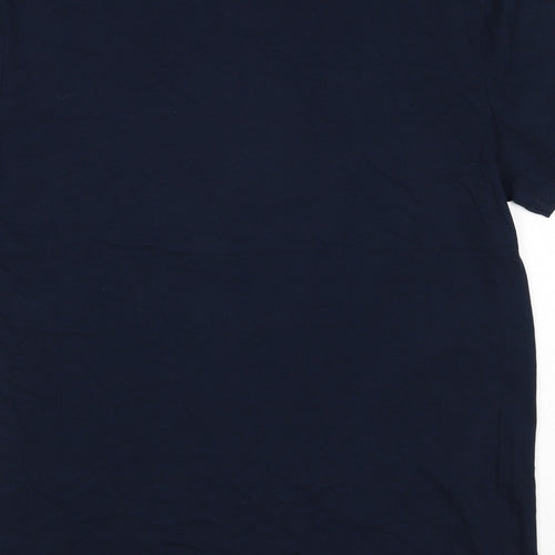 Marks and Spencer Mens Blue Cotton T-Shirt Size M Round Neck Pullover - Tree Rex Christmas