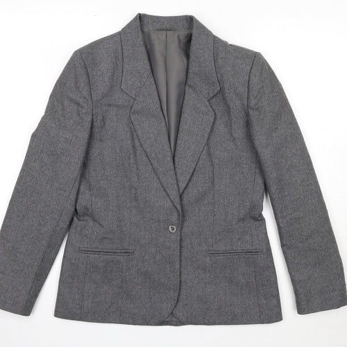 St Michael Womens Grey Wool Jacket Blazer Size 12