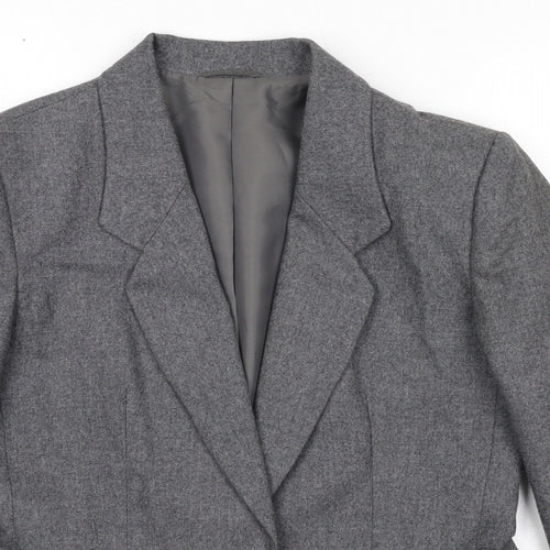 St Michael Womens Grey Wool Jacket Blazer Size 12