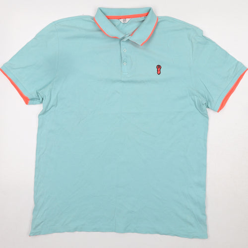 NEXT Mens Blue Cotton Polo Size XL Collared Button