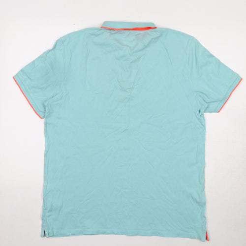 NEXT Mens Blue Cotton Polo Size XL Collared Button