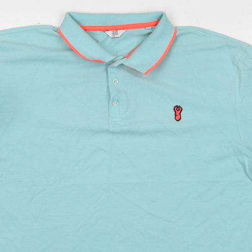 NEXT Mens Blue Cotton Polo Size XL Collared Button
