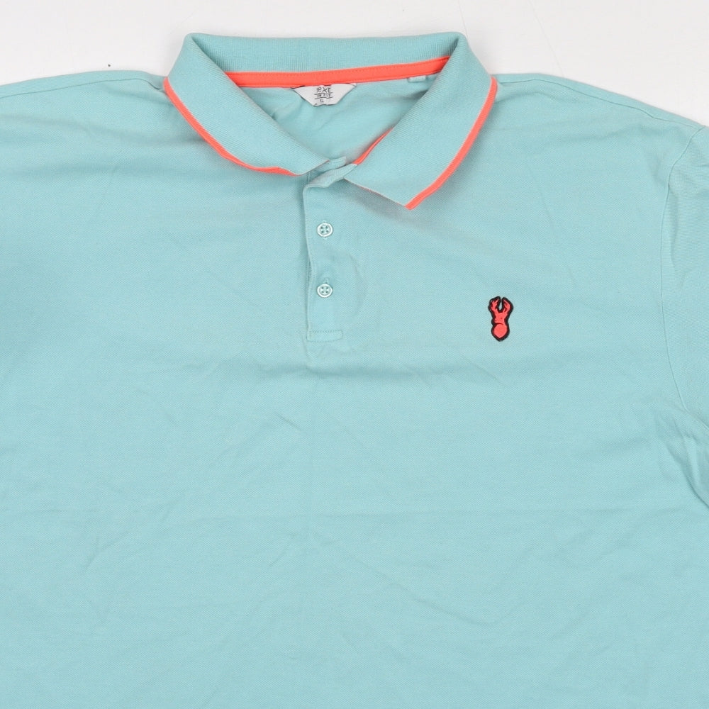 NEXT Mens Blue Cotton Polo Size XL Collared Button