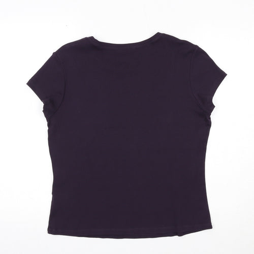 Marks and Spencer Womens Purple Cotton Basic T-Shirt Size 16 Round Neck