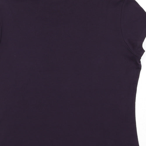Marks and Spencer Womens Purple Cotton Basic T-Shirt Size 16 Round Neck
