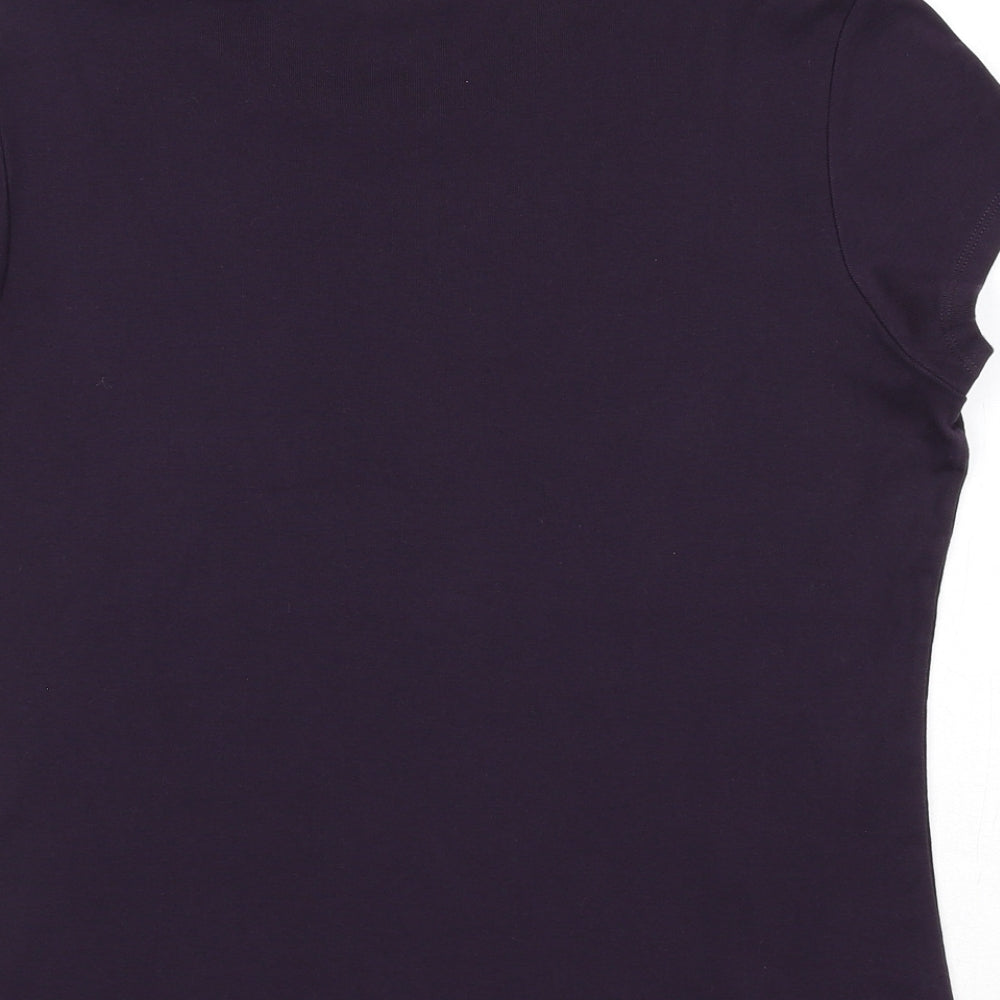Marks and Spencer Womens Purple Cotton Basic T-Shirt Size 16 Round Neck