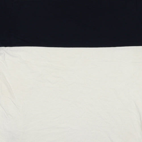 French Connection Mens Blue Colourblock Cotton T-Shirt Size M Round Neck