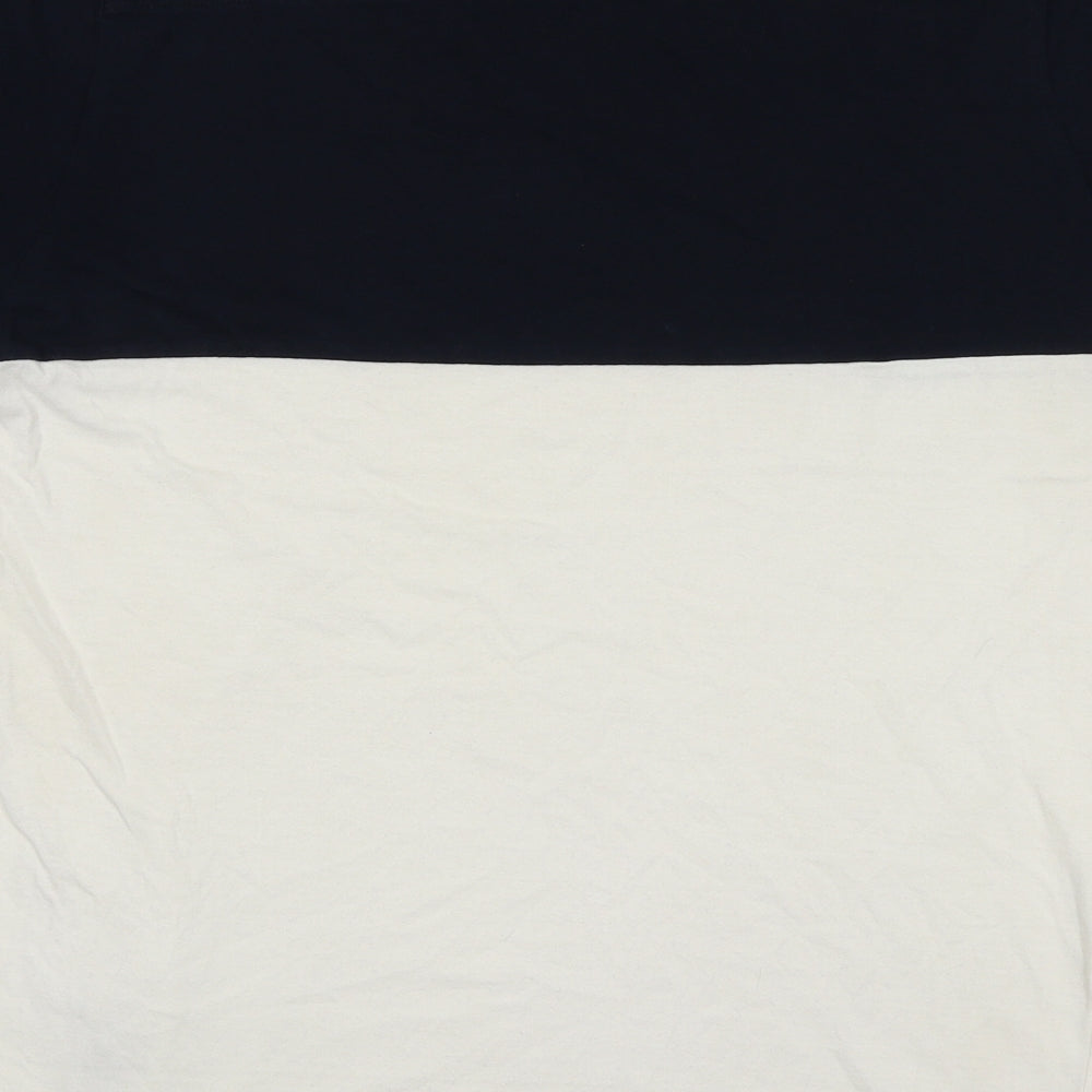 French Connection Mens Blue Colourblock Cotton T-Shirt Size M Round Neck
