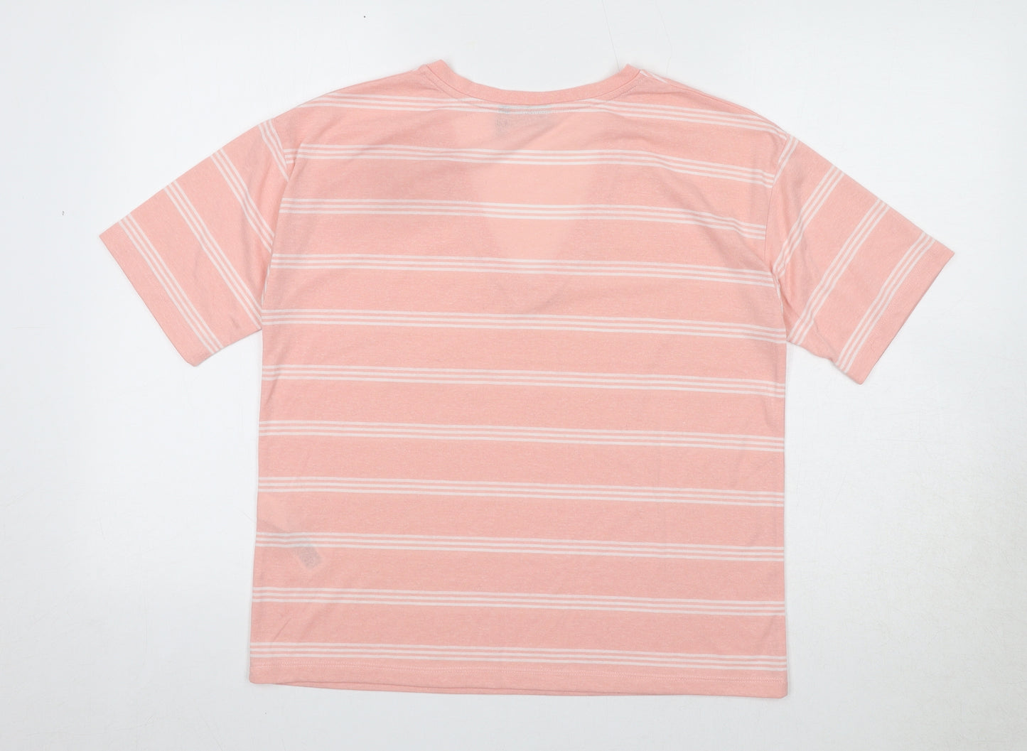ASOS Womens Pink Striped Polyester Basic T-Shirt Size 8 V-Neck