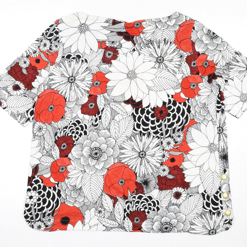 Marks and Spencer Womens Multicoloured Floral Viscose Basic T-Shirt Size 18 Boat Neck