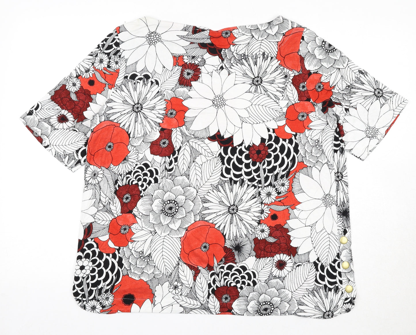 Marks and Spencer Womens Multicoloured Floral Viscose Basic T-Shirt Size 18 Boat Neck