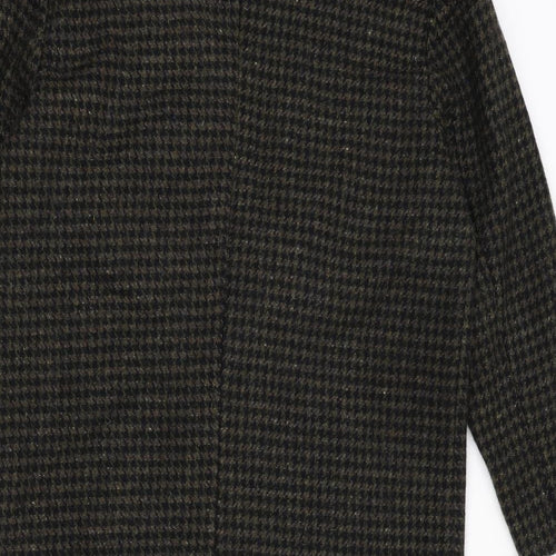 New York Womens Green Geometric Overcoat Coat Size 6 Button