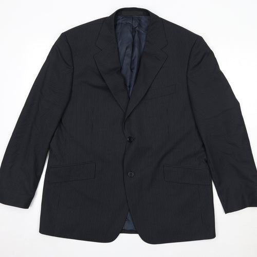 Autograph Mens Blue Striped Polyester Jacket Suit Jacket Size 42 Regular