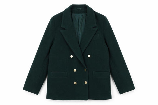 Front view of Classics Woman women’s green jacket, size UK 14, button