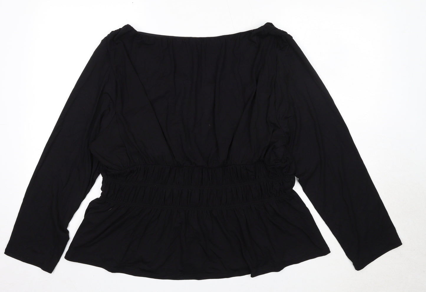 Marks and Spencer Womens Black Viscose Basic Blouse Size 22 Boat Neck - Peplum
