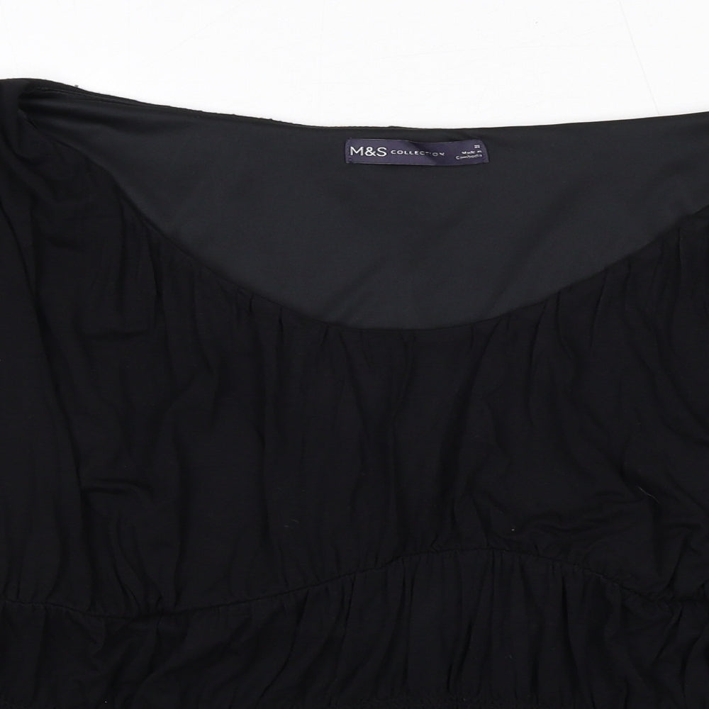 Marks and Spencer Womens Black Viscose Basic Blouse Size 22 Boat Neck - Peplum