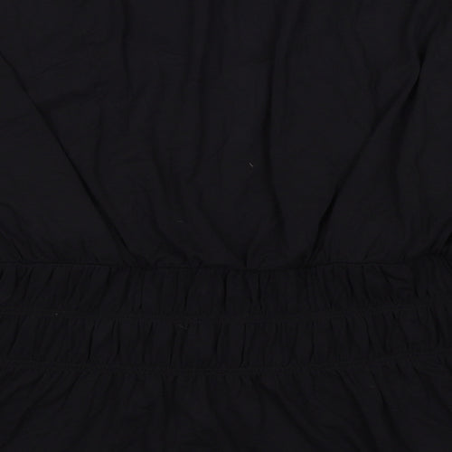 Marks and Spencer Womens Black Viscose Basic Blouse Size 22 Boat Neck - Peplum