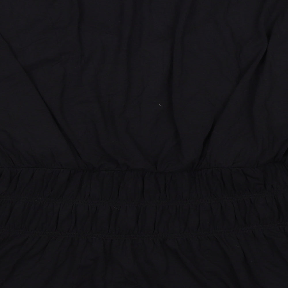 Marks and Spencer Womens Black Viscose Basic Blouse Size 22 Boat Neck - Peplum