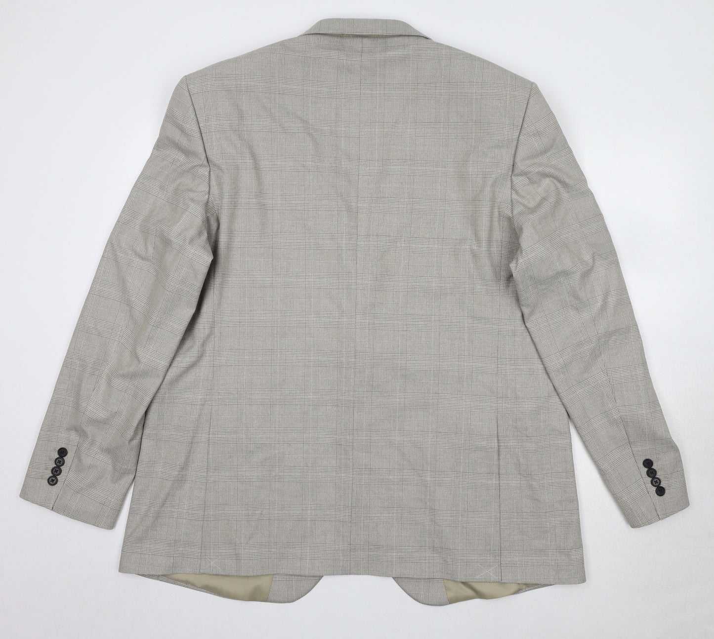 Marks and Spencer Mens Beige Plaid Polyester Jacket Suit Jacket Size 48 Regular