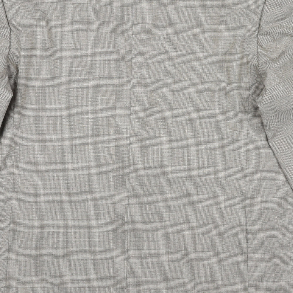 Marks and Spencer Mens Beige Plaid Polyester Jacket Suit Jacket Size 48 Regular