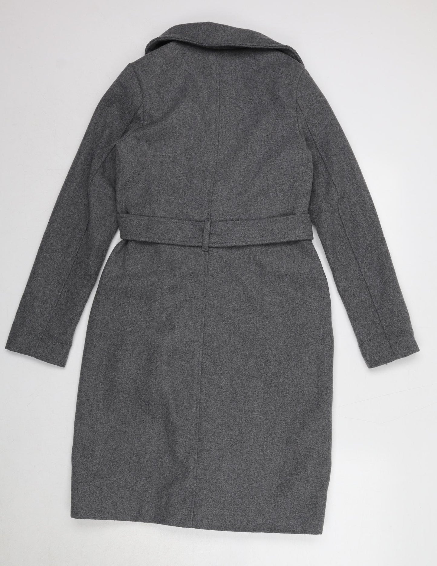 Brave Soul Womens Grey Overcoat Coat Size XS Tie