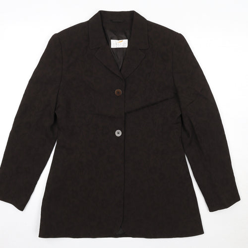 Precis Petite Womens Brown Floral Acetate Jacket Suit Jacket Size 10
