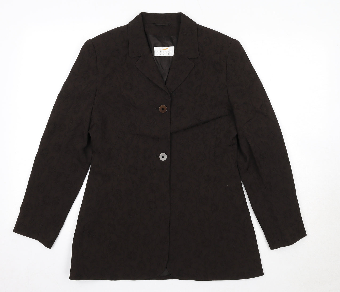 Precis Petite Womens Brown Floral Acetate Jacket Suit Jacket Size 10