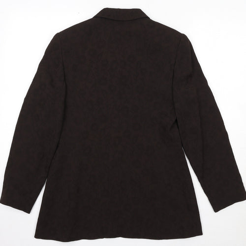 Precis Petite Womens Brown Floral Acetate Jacket Suit Jacket Size 10