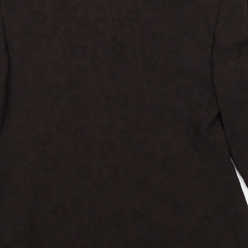 Precis Petite Womens Brown Floral Acetate Jacket Suit Jacket Size 10