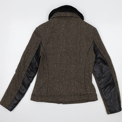 Mango Womens Brown Geometric Jacket Size M Zip