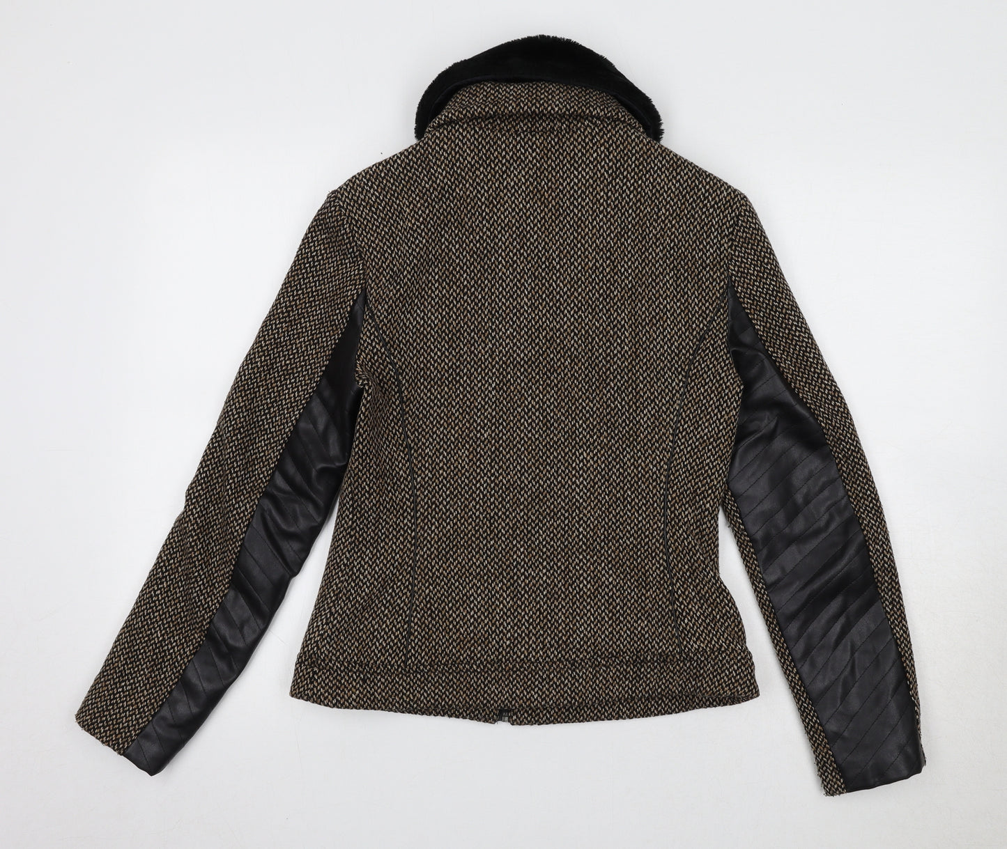 Mango Womens Brown Geometric Jacket Size M Zip