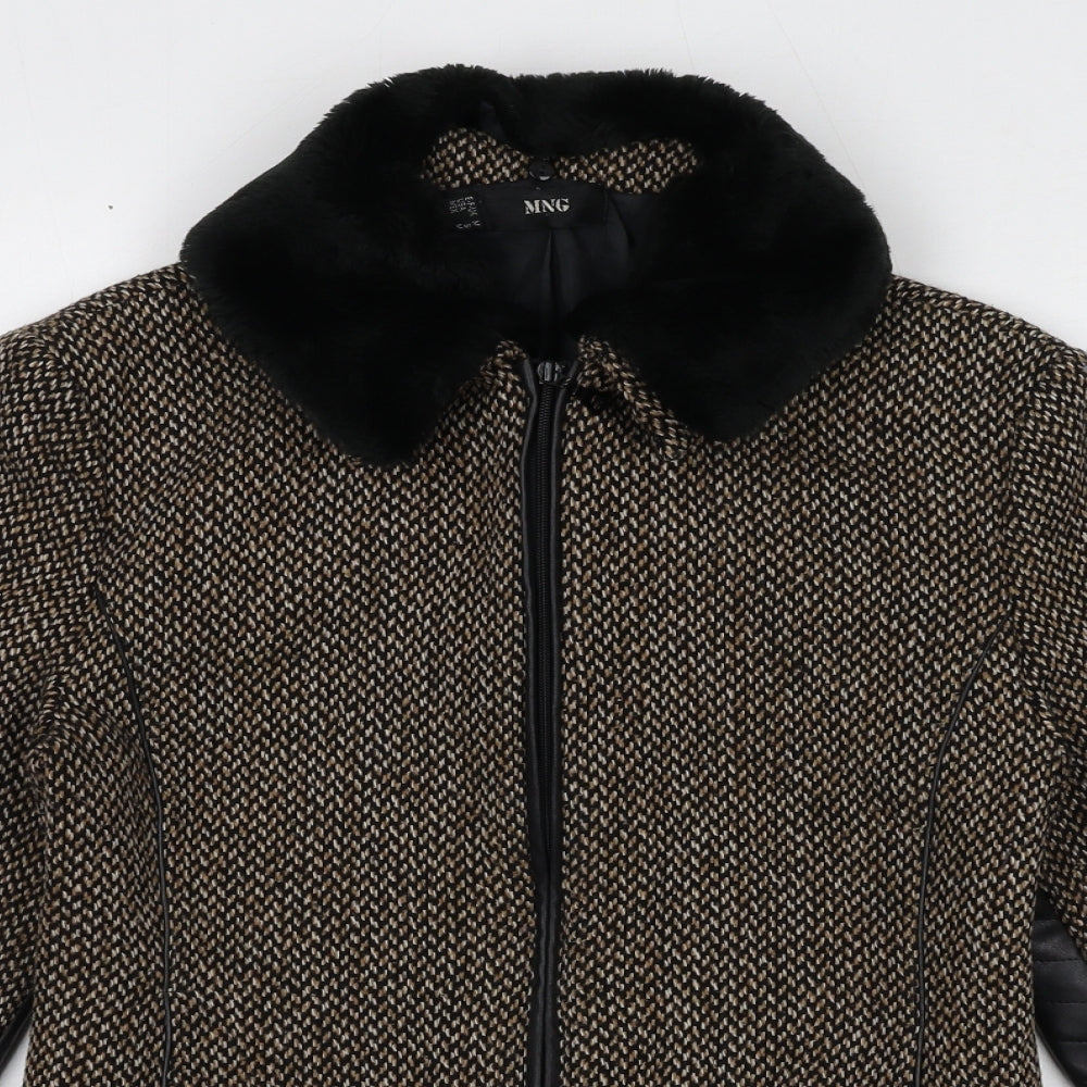 Mango Womens Brown Geometric Jacket Size M Zip