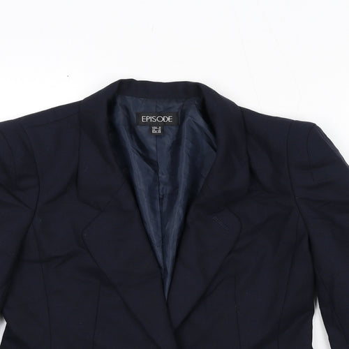Episode Womens Blue Wool Jacket Blazer Size 10