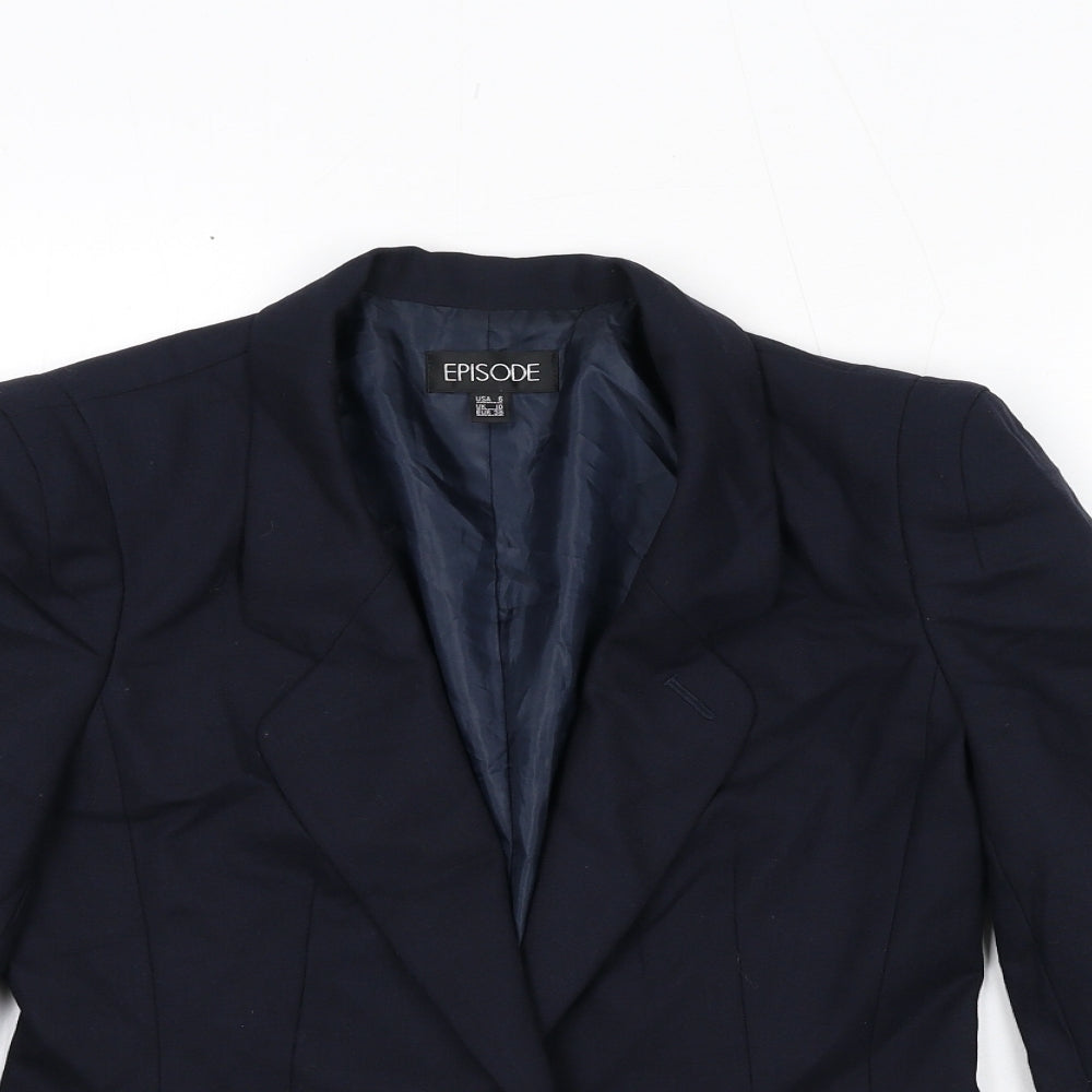 Episode Womens Blue Wool Jacket Blazer Size 10