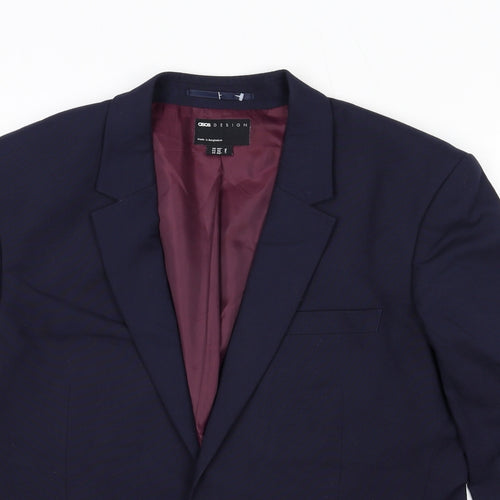 ASOS Mens Blue Polyester Jacket Suit Jacket Size 40 Regular