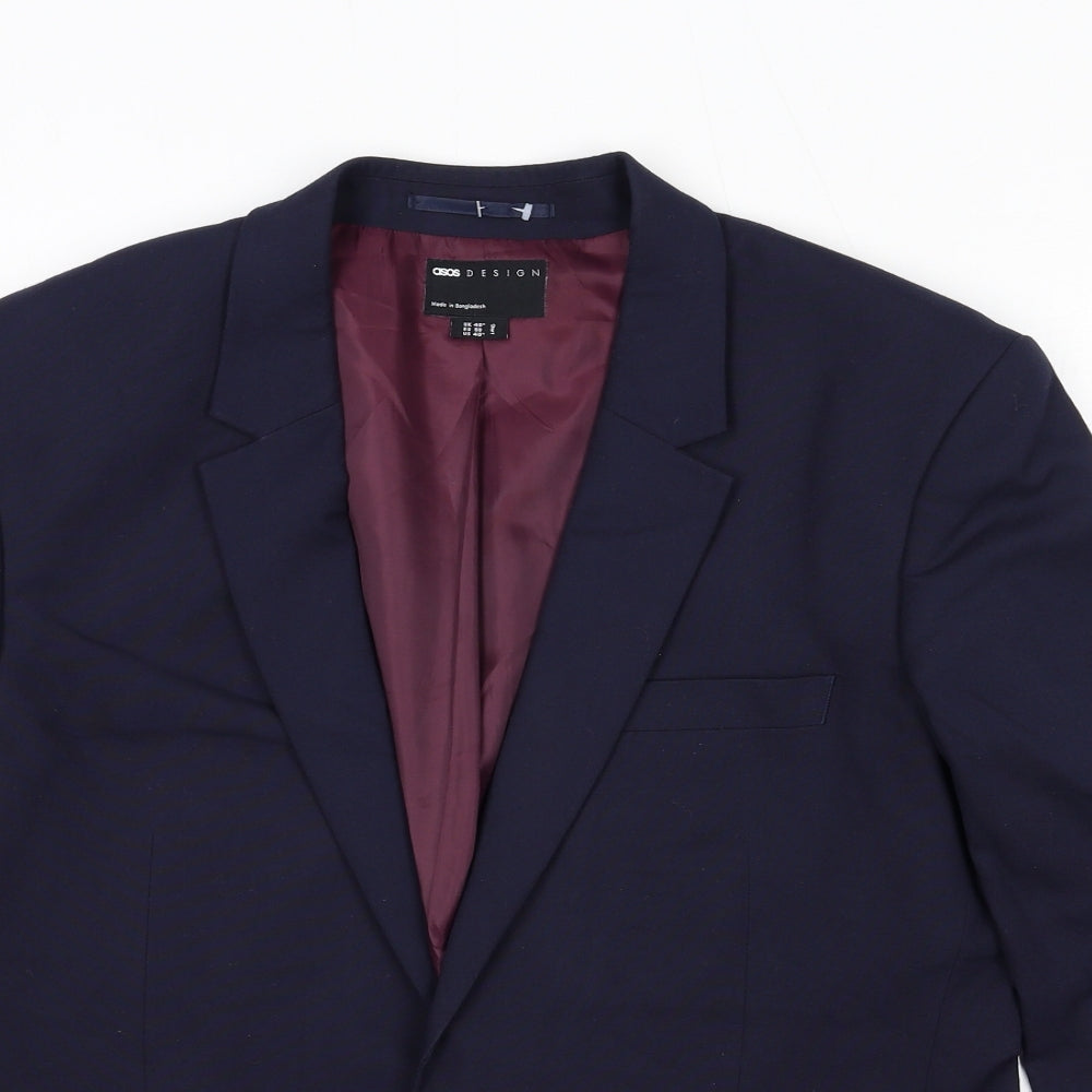 ASOS Mens Blue Polyester Jacket Suit Jacket Size 40 Regular