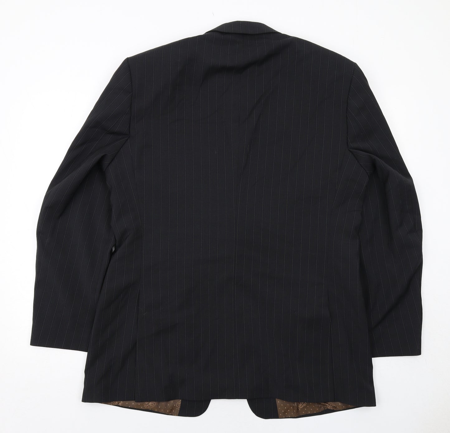 Burton Mens Black Striped Polyester Jacket Suit Jacket Size 42 Regular