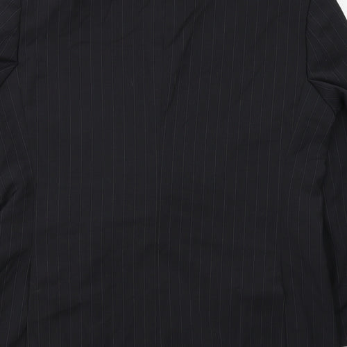 Burton Mens Black Striped Polyester Jacket Suit Jacket Size 42 Regular