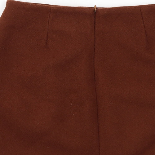 Elpaine Womens Brown Polyester A-Line Skirt Size S Zip