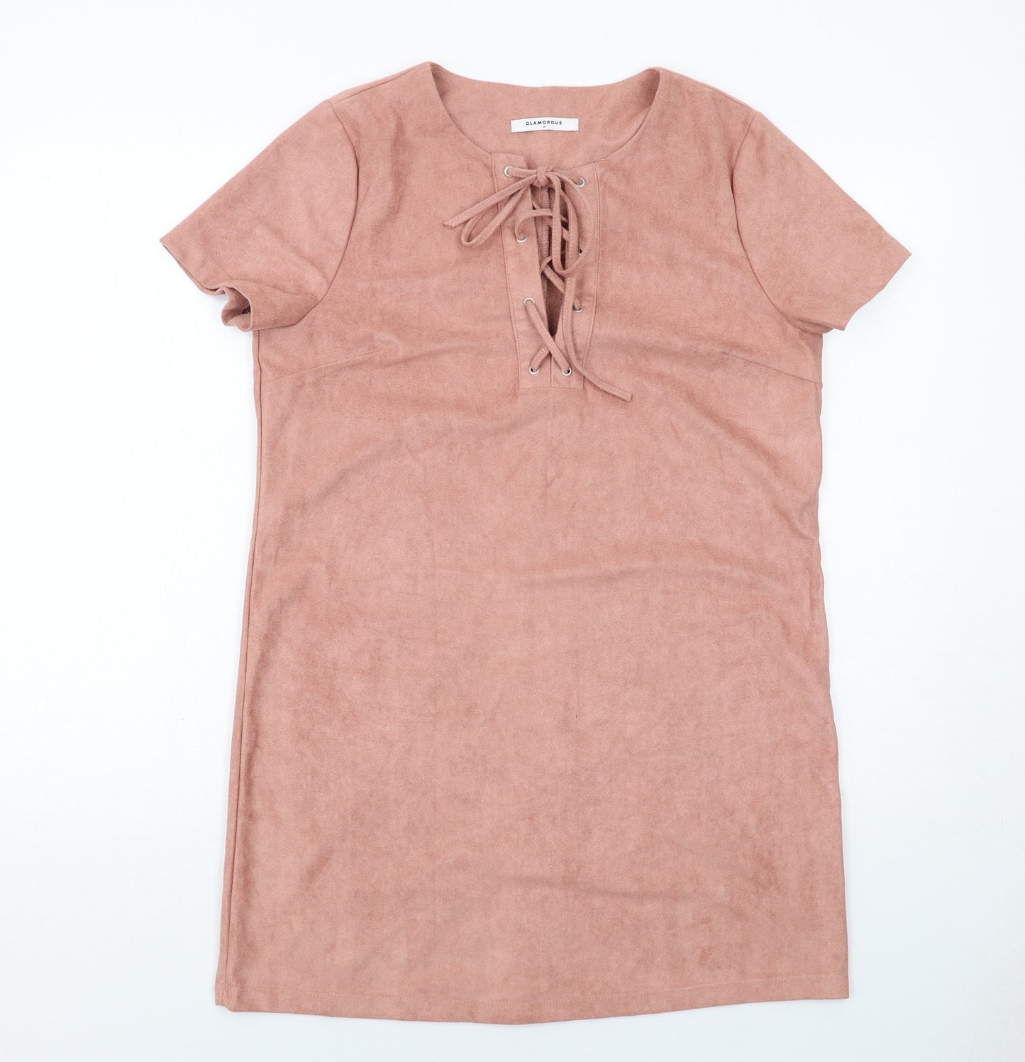 Glamorous Womens Pink Polyester A-Line Size M Round Neck Pullover