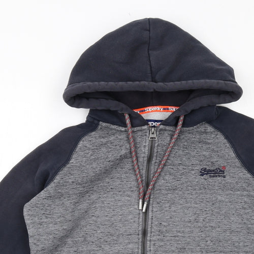 Superdry Mens Grey Cotton Full Zip Hoodie Size M