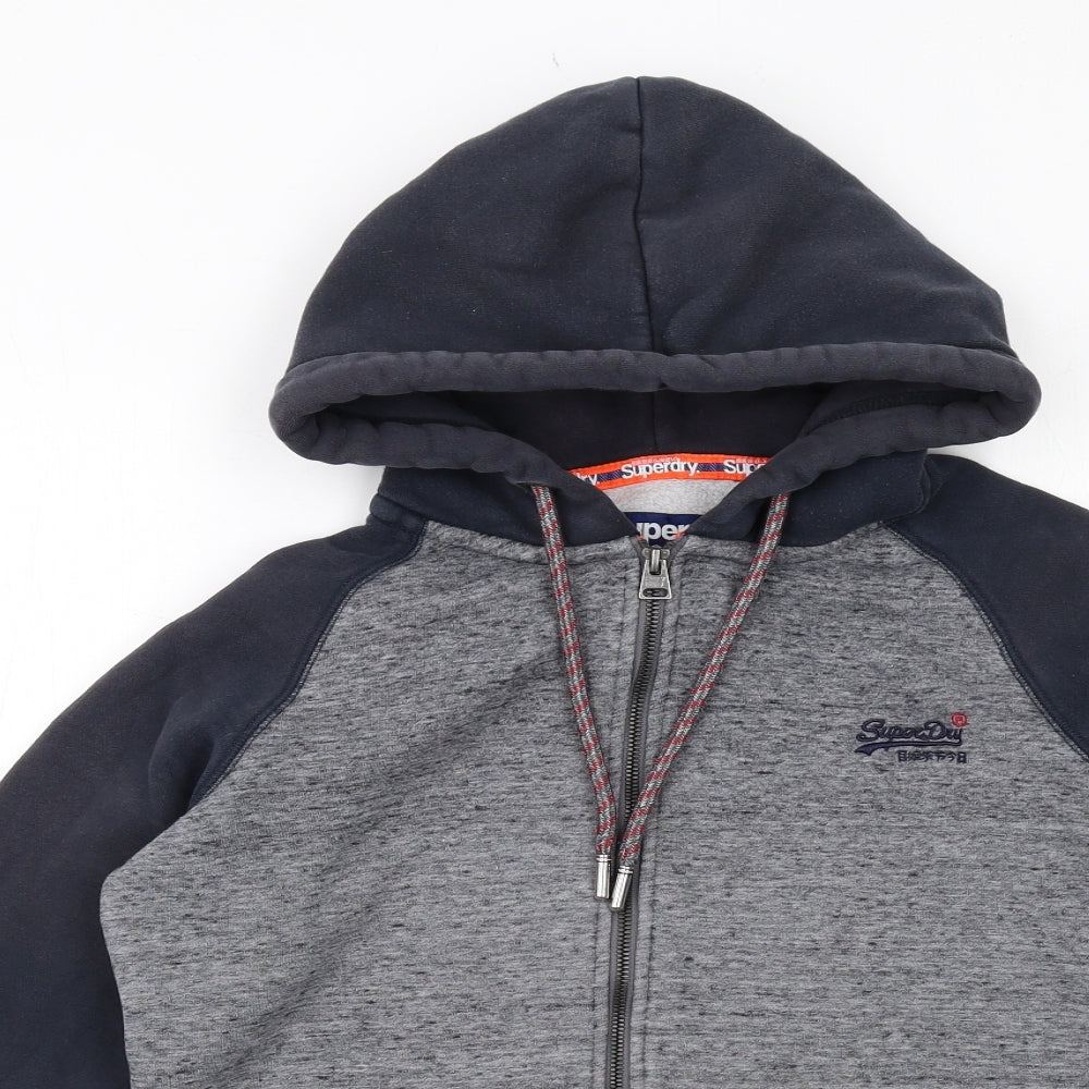 Superdry Mens Grey Cotton Full Zip Hoodie Size M