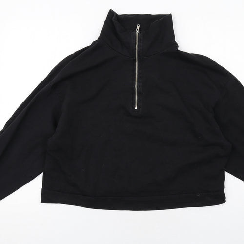 ASOS Womens Black Cotton Pullover Sweatshirt Size 10 Zip