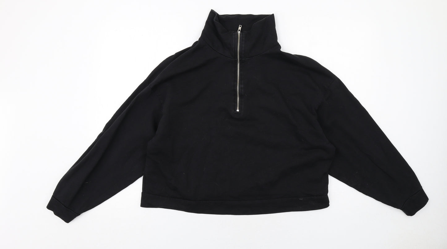 ASOS Womens Black Cotton Pullover Sweatshirt Size 10 Zip