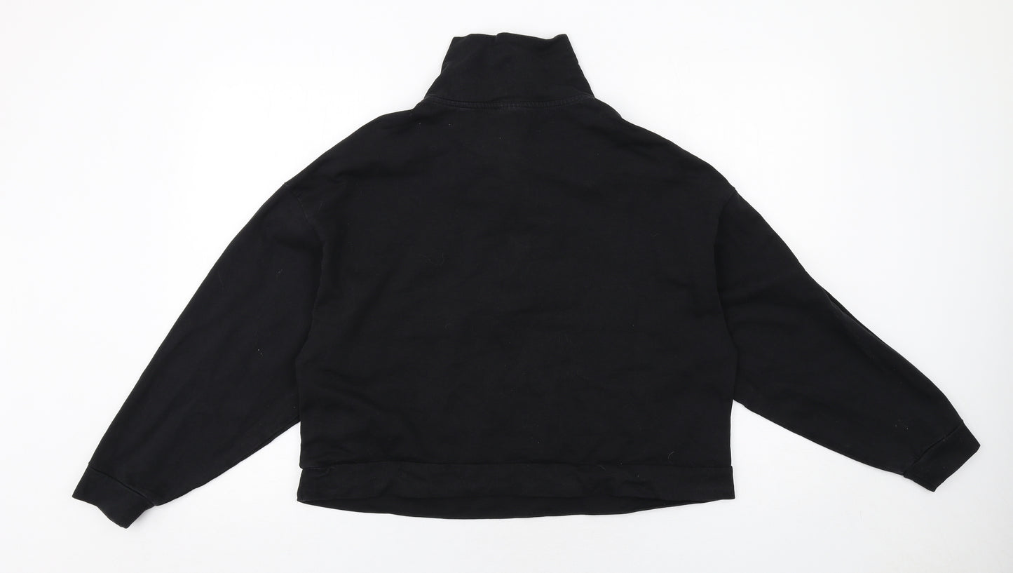 ASOS Womens Black Cotton Pullover Sweatshirt Size 10 Zip