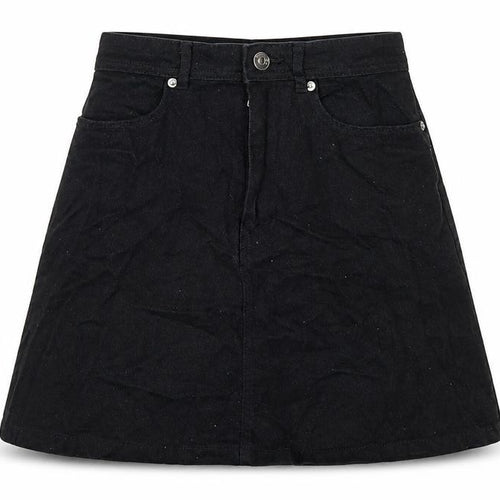 H&M Womens Black Cotton A-Line Skirt Size 8 Zip