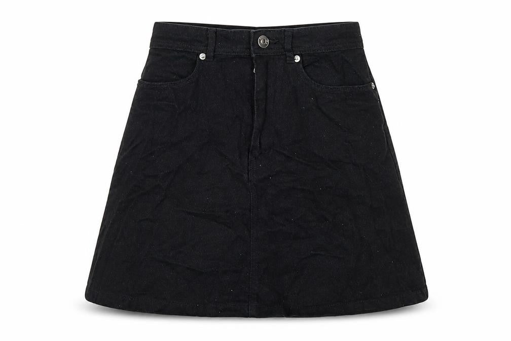 H&M Womens Black Cotton A-Line Skirt Size 8 Zip
