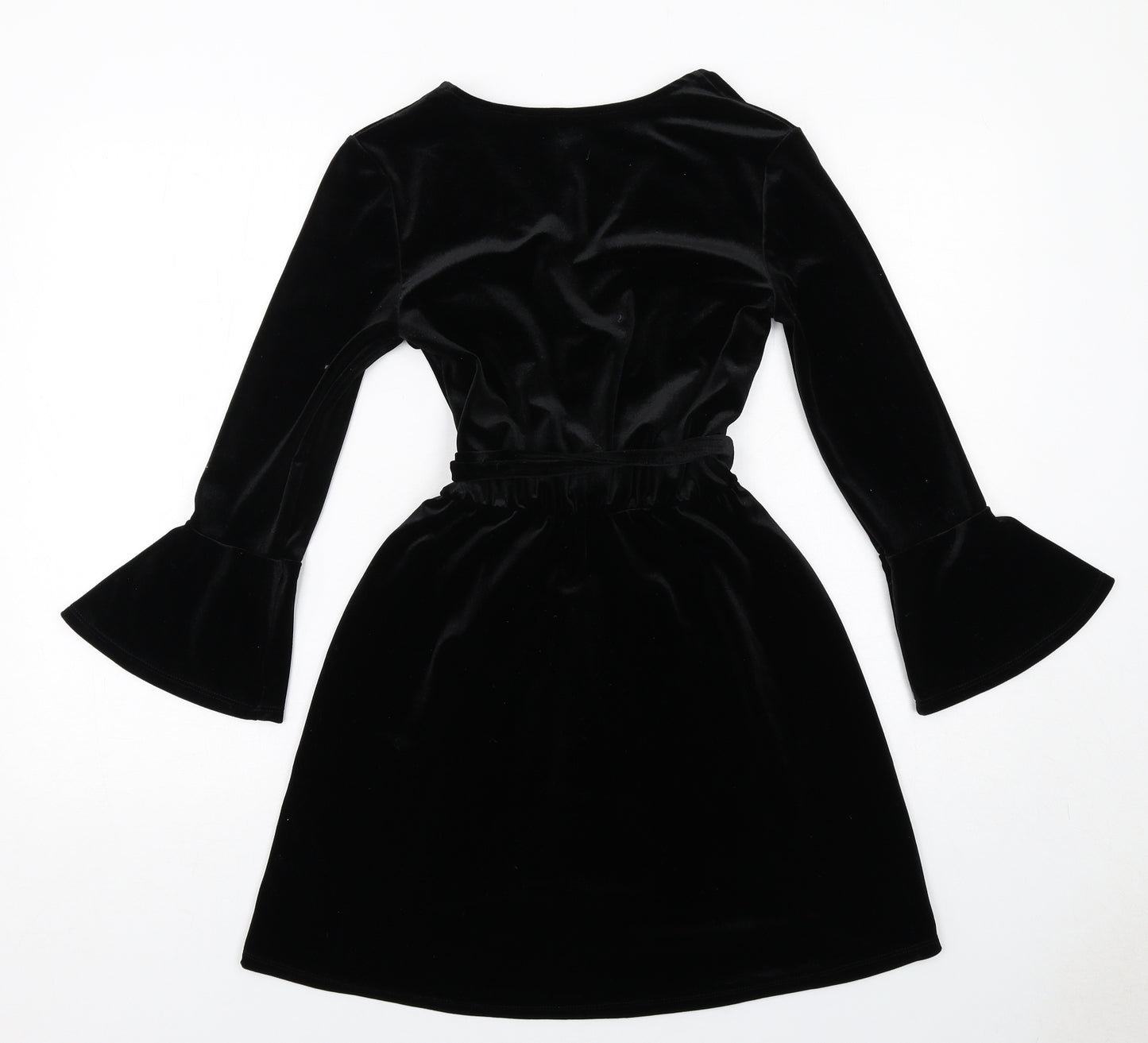 H&M Womens Black Polyester A-Line Size 8 V-Neck Pullover