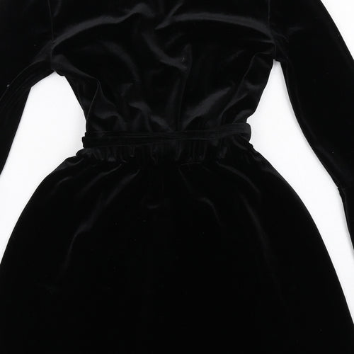 H&M Womens Black Polyester A-Line Size 8 V-Neck Pullover