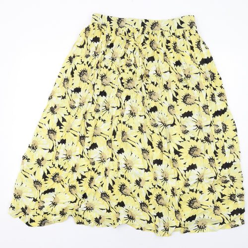Studio Womens Yellow Floral Viscose Peasant Skirt Size 12